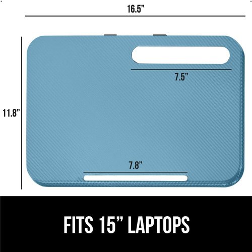 GORILLA GRIP Laptop Lap Desk - Portable Workstation with Phone Holder & Cushion - Fits Laptops Up to 15.6", Blue