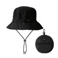 BAIKEA Splash-Proof Packable Bucket Hat for Men Women Lightweight Foldable Fishing Hiking Sun Hat with Adjustable Chin Strap Outdoor Rain Travel Cap One Size Black