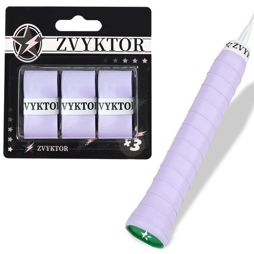 ZVYKTOR Tennis Racket Grip Tape, Ultra Thin Tacky Tennis Overgrip for Sweat Absorption & Control – Durable Anti-Slip Replacement Grip for Tennis, Badminton & Pickleball (Purple 3P Set)