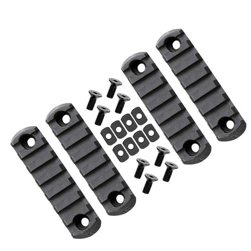 360 Tactical 7 Slots M-LOK Rail Section for M Lok Handguard Seven Slots Rail Picatinny Rail (Set of 4 Pieces- Black)