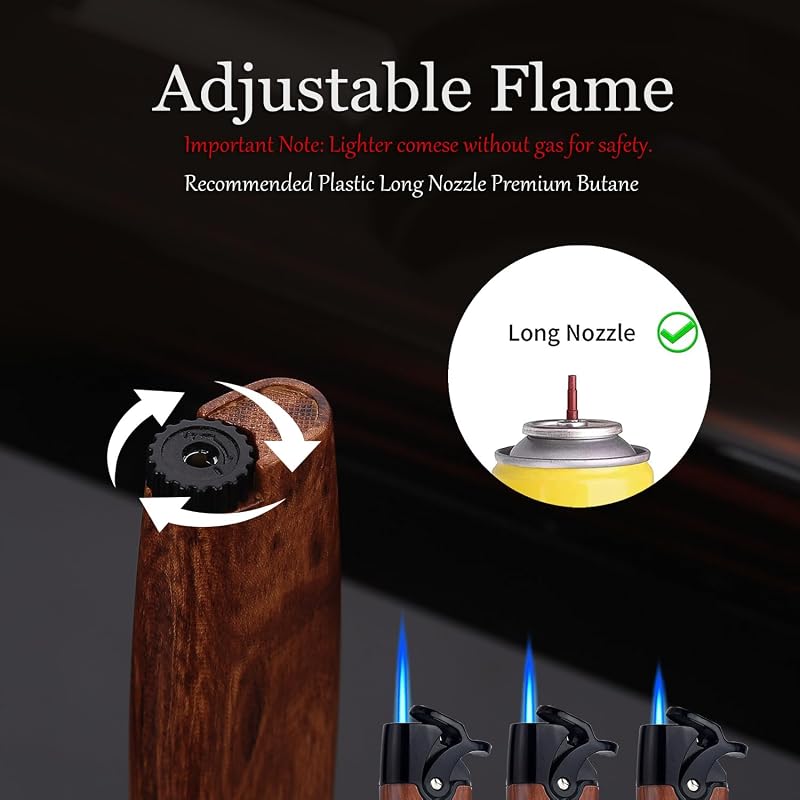 Honest Butane Torch Lighter Adjustable Refillable Pocket Torch - Black Marble