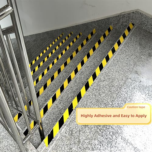 SWRT Hazard Tape - 2 Inch x 110FT Black & Yellow Warning Stripe | Strong Adhesive & Waterproof for Floor Marking
