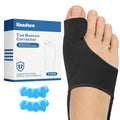Kandaro Bunion Corrector 2-Pack for Women & Men – Big Toe Straightener Sleeve with Toe Separator, Relieves Hallux Valgus & Bunion Pain – Comfortable Day & Night Wear (Black)