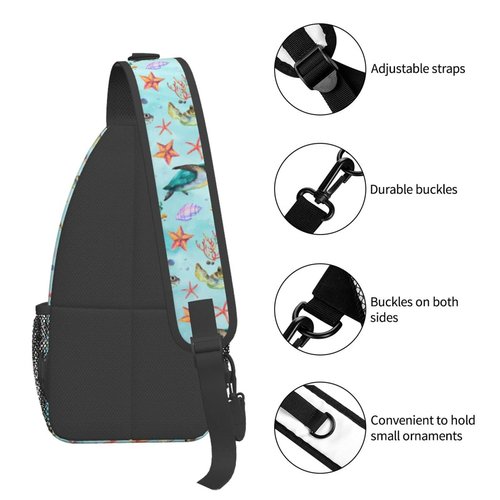 BCQJNB Sea Turtle Beach Cute Sling Backpack Crossbody Shoulder Bag Travel Hiking Daypack Gifts