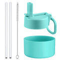 Vmini Wide Mouth Straw Lid and Protective Boot Combo Pack, Compatible with Most Sports Water Bottles from 32-40 oz, Plus 2 Straws and 2 Brushes. (Mint)