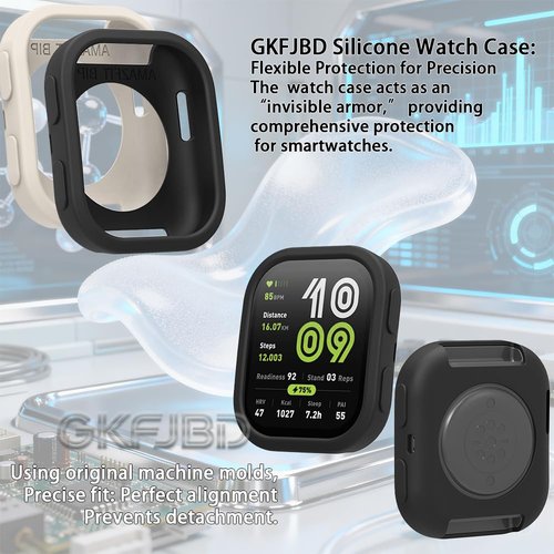 GKFJBD Compatible for Amazfit Bip 6 Screen Protector & Case Set，HD TPU Soft Protective Film【Not Glass】 and Shockproof Silicone Cover Cases | Anti-Scratch, Ultra-Thin(Pack of 4+2)