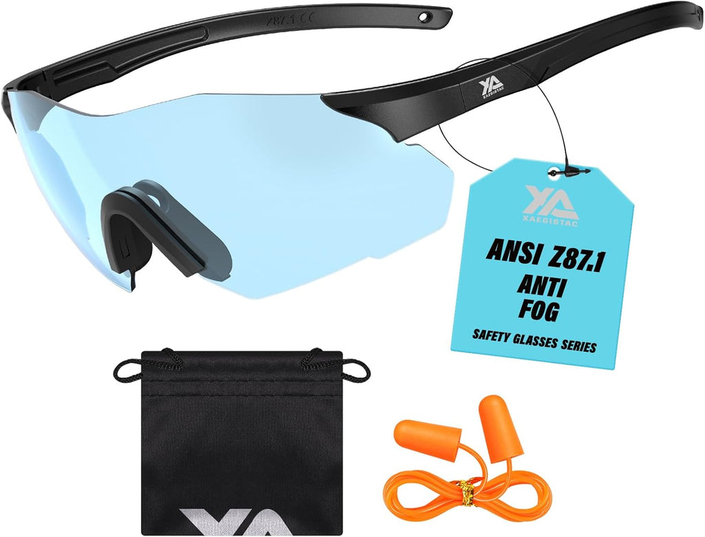 Xaegistac Safety Glasses - Anti-Fog Shooting Glasses with Wide Field of View & Soft Nose Pad | Ideal for Hunting & Airsoft