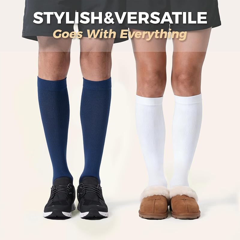 Musesox Compression Socks for Men & Women 15-20 mmHg - 3 Pairs (B01-3black+X-Large)
