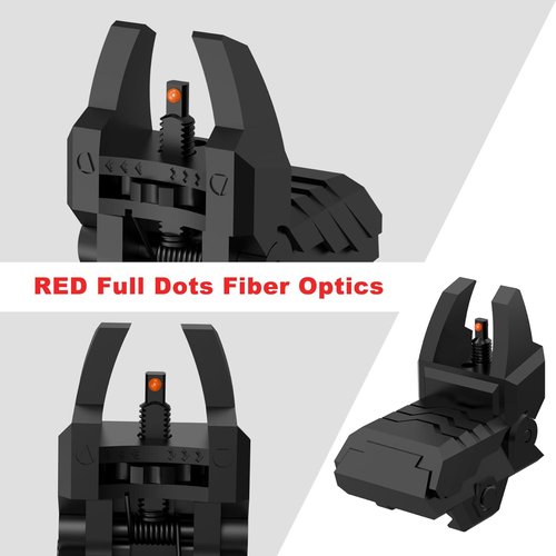 Fiber Optic Sights - Flip Up Front & Rear with Green/Red Dots | Tool-Free Adjustment