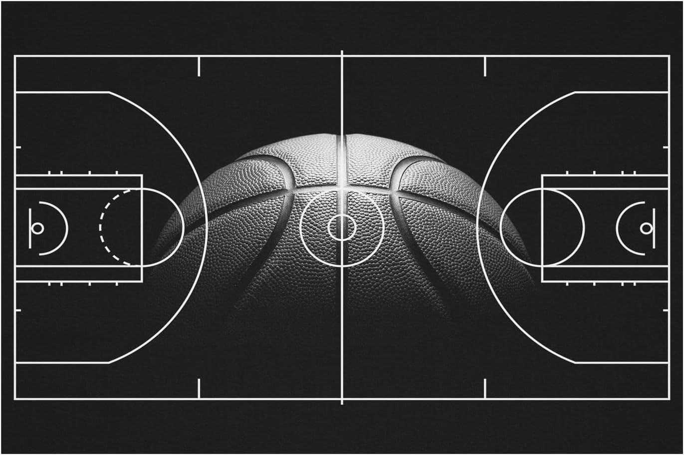 Skiennix Basketball Rug - Non-Slip Court Design for Bedroom & Game Room | 3'x5' Size