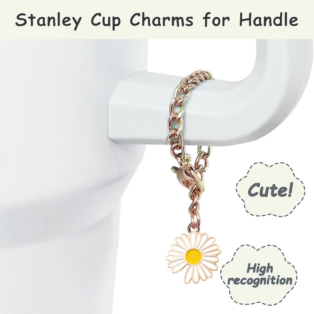 Stanley Cup Accessories Set - 2 Straw Covers, Silicone Spill-Proof Stopper & Flower Charm | Fits 40 & 30 Oz Tumblers (Cream)