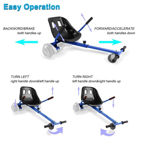 Hoverboard Seat Attachment 265lbs Capacity, 25"-33.3" Adjustable Length Hover Board Go Kart Accessory w/Comfortable&Sturdy Seat,Go Cart Compatible with 6.5” 8” 10” Hoverboard,Kids Adults