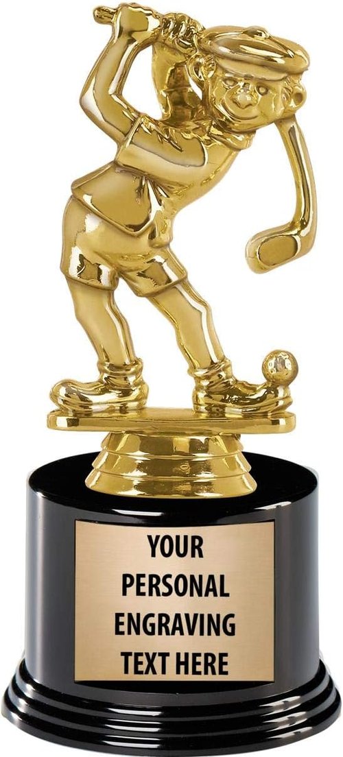 Crown Awards Golf Trophies with Custom Engraving, 7.25" Personalized Male Funny Golf Trophy On Deluxe Round Base Prime