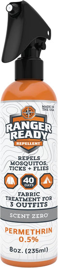 Ranger Ready Repellents 0.5% Permethrin Spray - Effective Insect & Tick Protection for Clothes | 8 Fl Oz