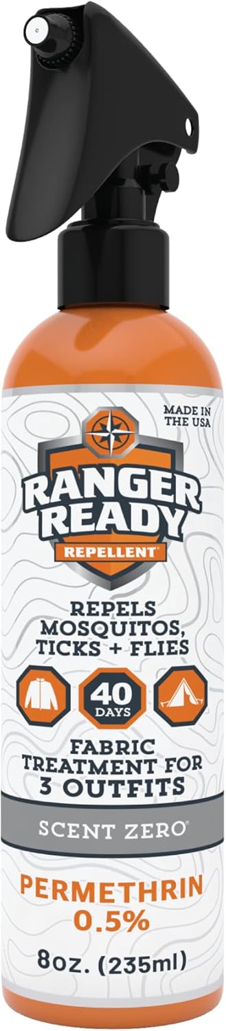 Ranger Ready Repellents 0.5% Permethrin Spray - Effective Insect & Tick Protection for Clothes | 8 Fl Oz