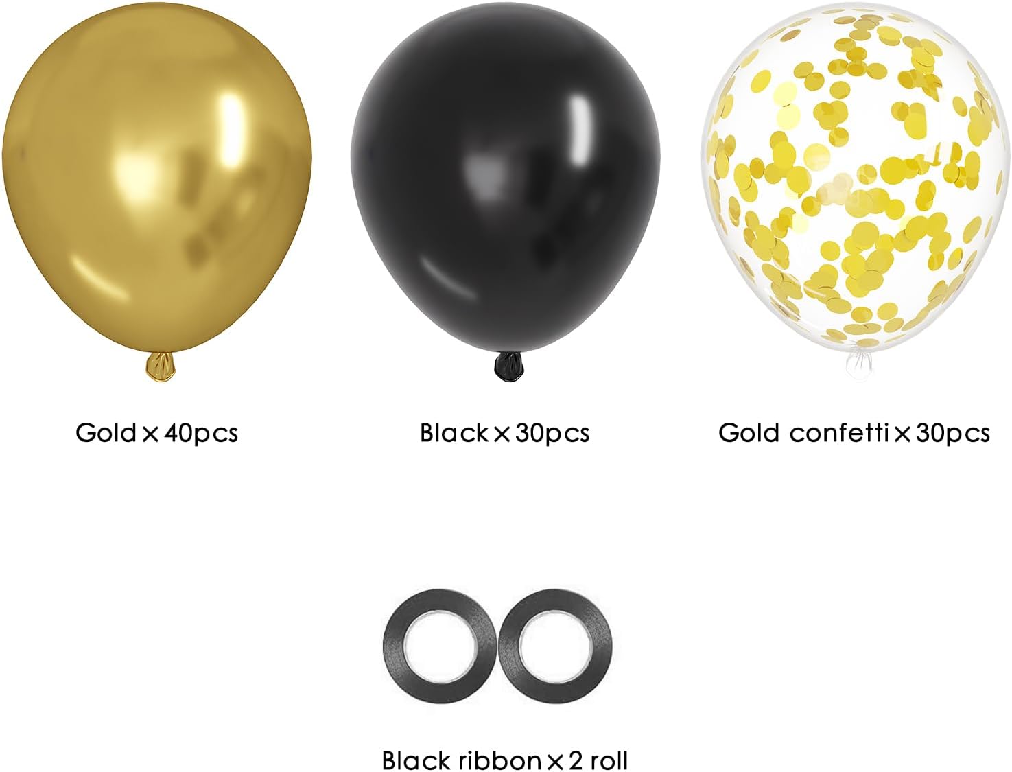 OWill Black and Gold Confetti Balloons - 100pcs 12" Balloons for Birthdays, Graduations & Weddings