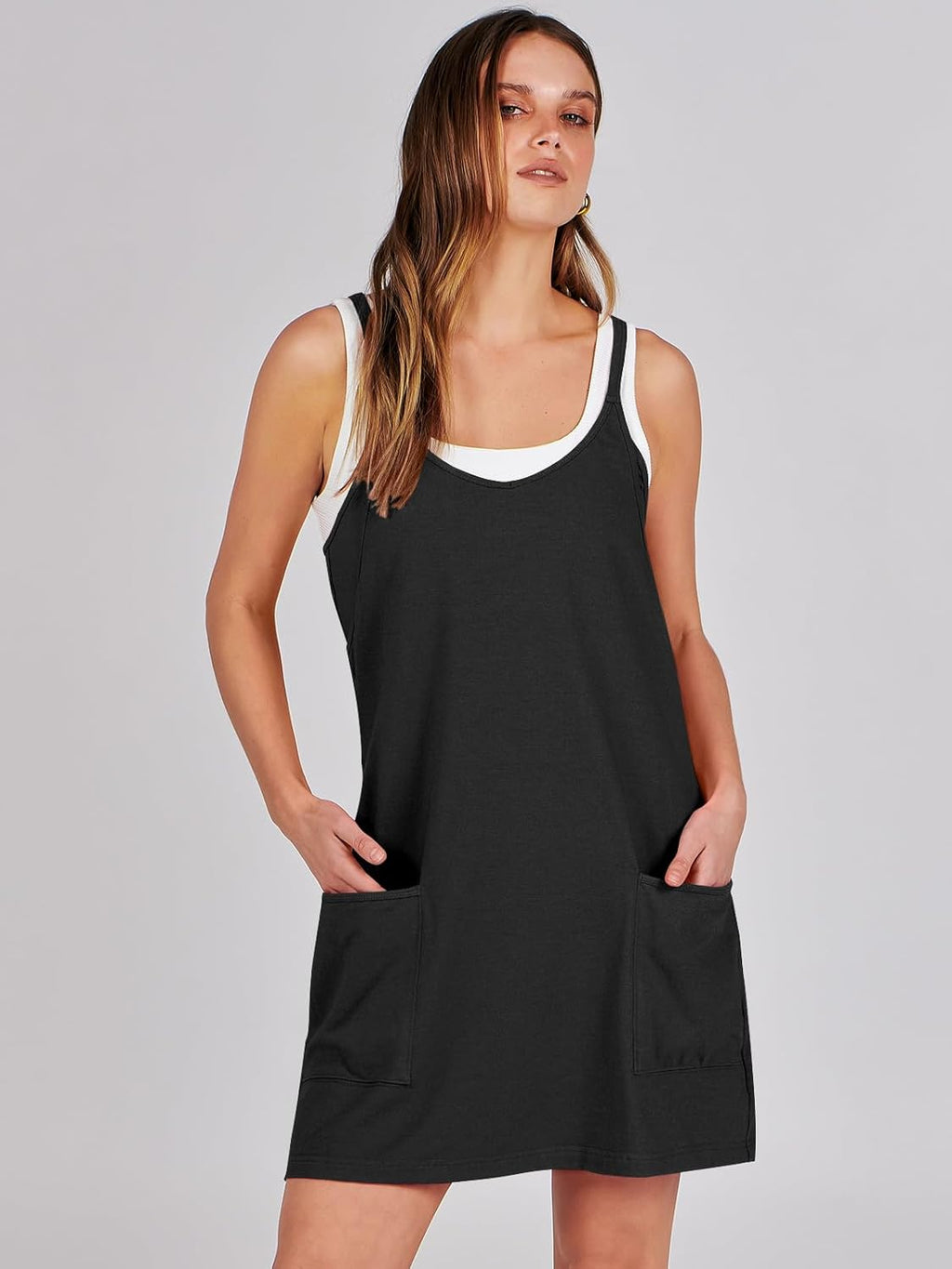 Caracilia Women's Athletic Mini Dress - Casual Sleeveless Romper with Built-In Shapewear | Perfect for Summer Workouts