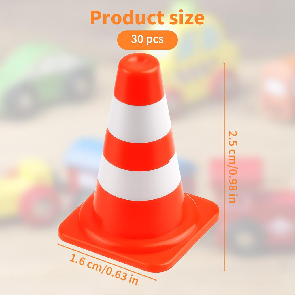 Skiennix Mini Traffic Cones - 30pcs Plastic Road Safety Barricades for Training & Sports | Orange