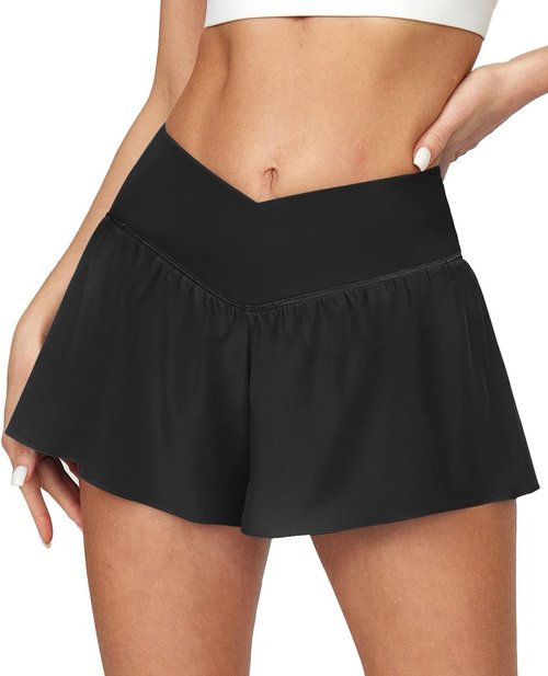 Ewedoos Athletic Shorts - Flowy High-Waisted Running Skorts for Women | Stylish Butterfly Design