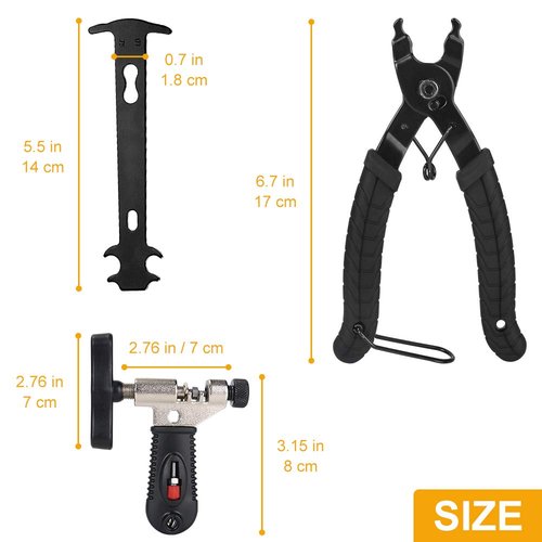 WOTOW Bicycle Chain Repair Tool Kit, Cycling Bike Master Link Pliers Remover & Chain Breaker Splitter Cutter & Chain Wear Indicator Checker & Reusable Missing Connector for 6/7/8/9/10 Speed Chain