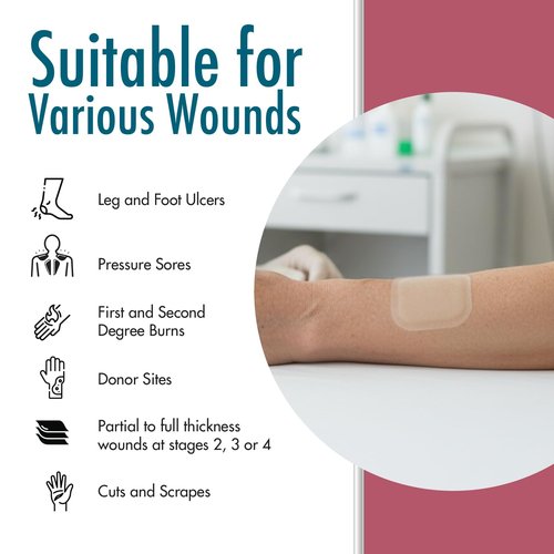 Dynarex Dürma+ DynaDerm™ Hydrocolloid Dressing - Sterile Bordered Wound Patch - Water-Resistant - Flexible Protection - Thin - 2" x 2" - 20 per Box
