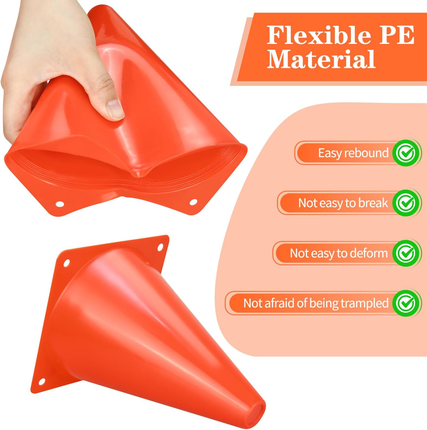 Skiennix Soccer Cones - 7-Inch Plastic Training Cones for Basketball, Football & Skating Drills | 12/24/50pcs