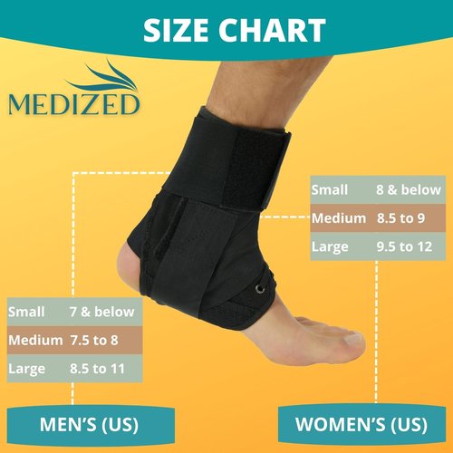 MEDIZED Ankle Brace, Lace Up Adjustable Support for Running, Basketball, Injury Recovery, Sprain! Ankle Support Wrap for Men, Women, and Children (Large)
