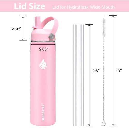 SENDESTAR Spout Lid for Hydroflask Wide Mouth Water Bottle Fits 18 oz 20 oz 32 oz 40 oz 73 oz,Chug Cap Flexible Handle Compatible, Takeya, Simple Modern, Wide Mouth Water Bottle
