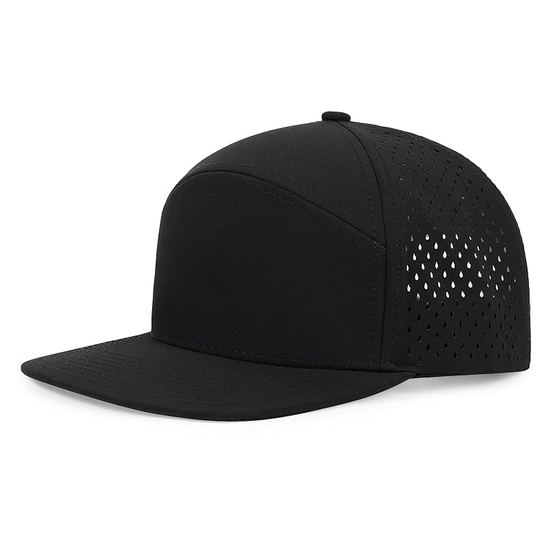 Quick Dry Flat Brim Baseball Cap - Black Master Variation
