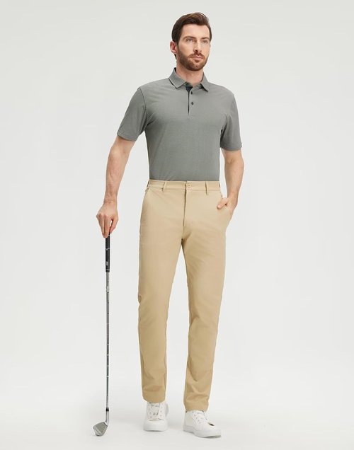M MAELREG Men's Performance Polo Shirt - Short Sleeve, Stretch, Dry Fit, Jacquard Golf Design