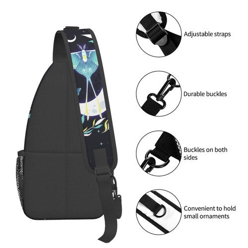 BCQJNB Witchy Moon Goth Mushroom Sling Backpack Crossbody Shoulder Bag Travel Hiking Daypack Gifts