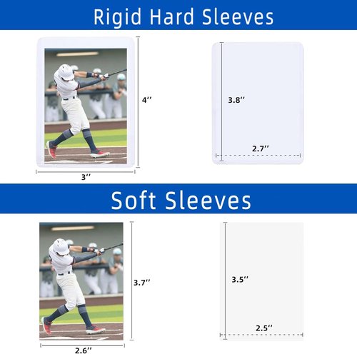 Arjiekwei 1000 Card Sleeves - Premium Hard Plastic Protectors for Baseball & Football Cards | 3"X4" Size