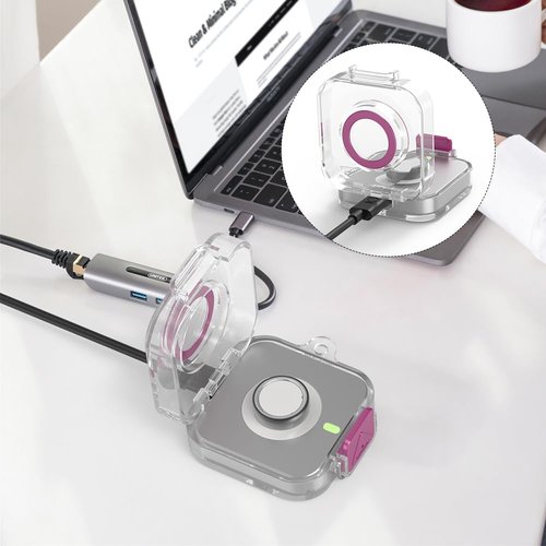 for Oura Ring Gen 4 Charger Protector Case,Clear Soft TPU Protective Case Cover with Keychain (Purple)