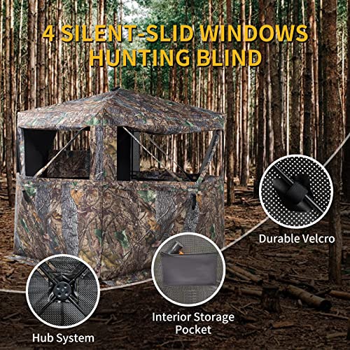 FUNHORUN 2-3 Person 360 Degree See-Through Hunting Blind with Carry Bag