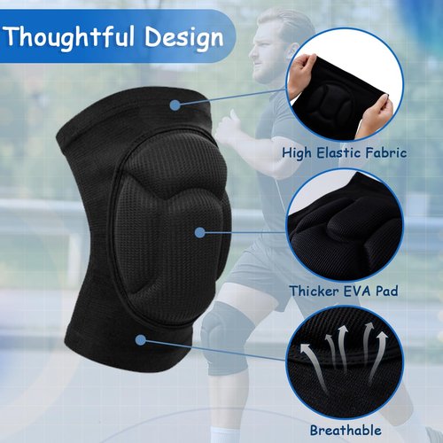 King Mills Plus Size Black Volleyball Knee Pads - Anti-Slip Protection for Youth 8-14 | Comfortable 3XL Fit