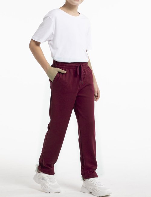 Siimcuzy 4 Pack Boys Sweatpants Fleece Lined Open Bottom Youth Athletic Jogging Track Joggers Pants with Pockets for Kids 1 Black 1 Heather Grey 1 Wine 1 Blue Medium