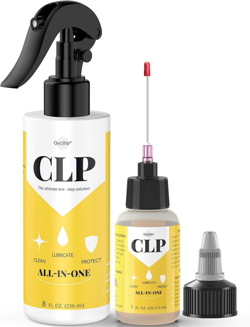 Qucship Gun Oil | Multi-Purpose Gun Cleaning Kit with 8 oz & 1 oz Needle Oiler - Ultimate Protection & Lubrication