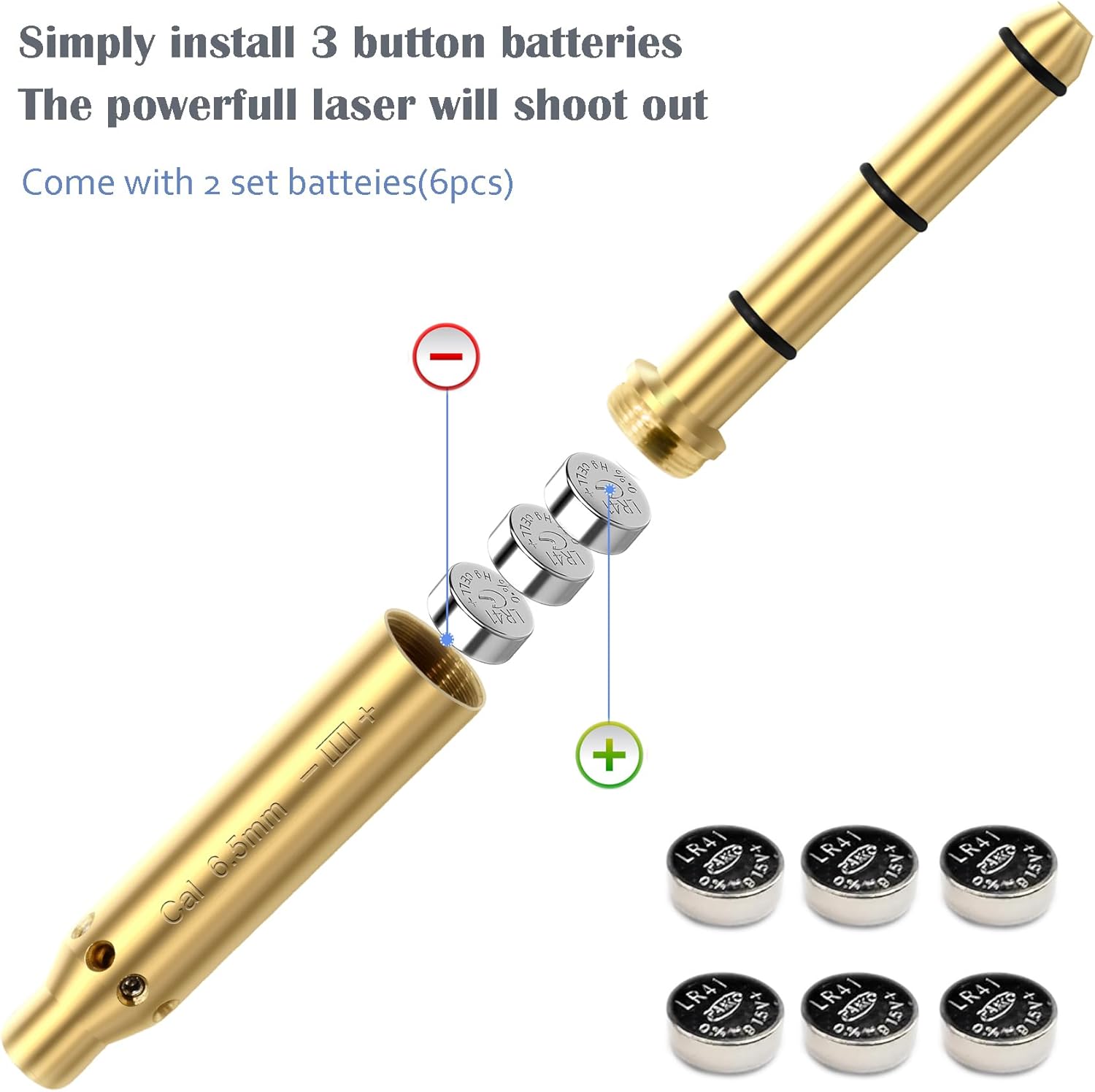 Red Laser Boresighter - 6.5MM Caliber Laser Bore Sight for Accurate Fitting in Revolvers, Pistols & Rifles