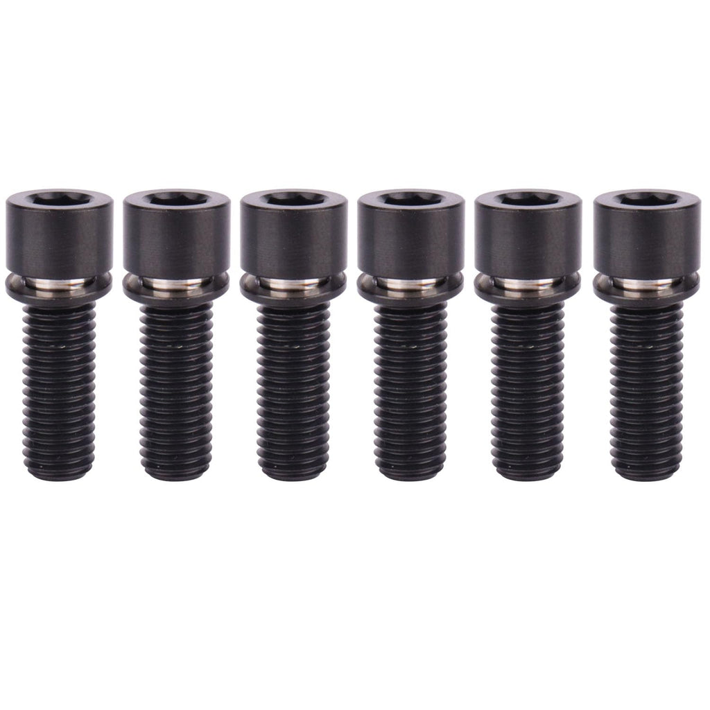 UHDFBDHF Titanium Screw M7x20mm Bolt with Washer Allen Hex Cylindrical Head Bolts for Bicycle Stem Pack of 6 (Black)