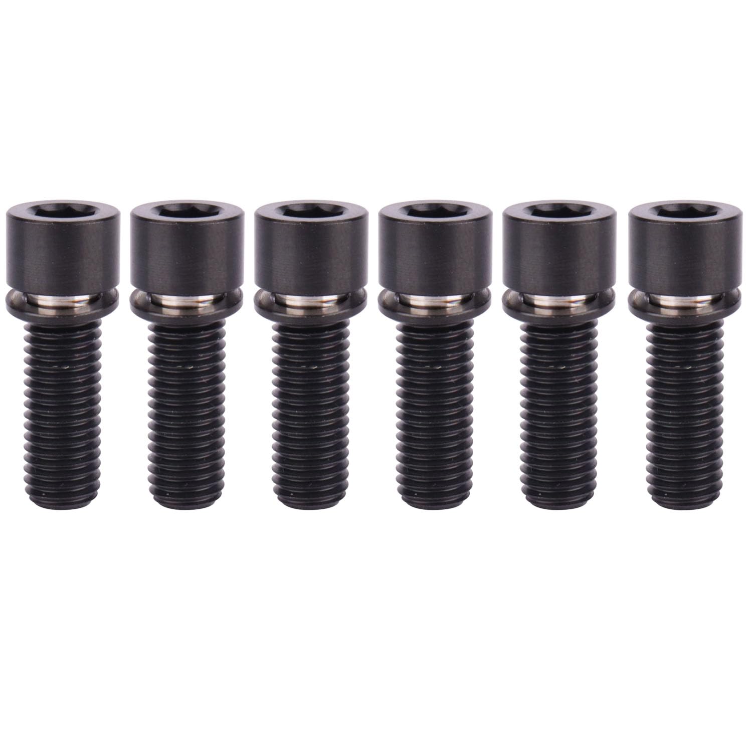 UHDFBDHF Titanium Screw M7x20mm Bolt with Washer Allen Hex Cylindrical Head Bolts for Bicycle Stem Pack of 6 (Black)