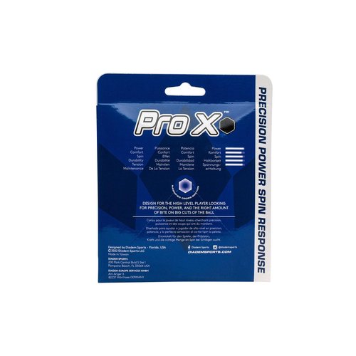 Diadem Pro X Tennis String Set - High-Performance Poly, Hexagon Design, Multiple Gauges for Power & Spin, 40 feet/12.2m, Blue, 18 (1.15mm)