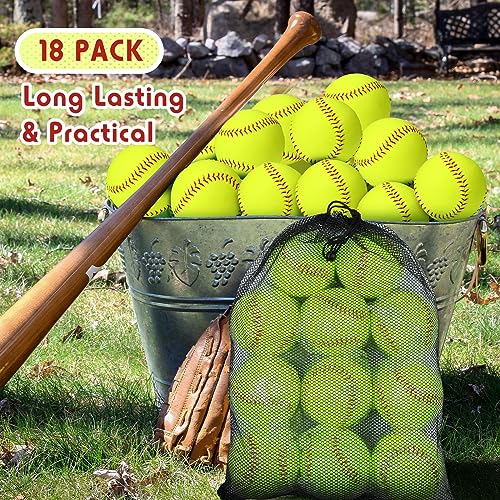 Yellow Softballs 11 Inch for Baseball & Softball Practice - Pack of 18, Red Stitching, Official Size, Variations of THIS listing