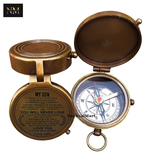 Personalized Brass Compass My Son, Engravable Love Dad Compass, Father to Son Compass Nautical Gift | Collectible Gift, Perfect for Christmas & Holiday Gifting