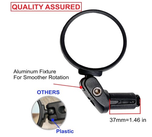 Hafny Bar End Bike Mirror, HD, Blast-Resistant, Glass Mirror, HF-MR090, HF-M951-FR03, HF-M952-FR03 (Silver Glass, 62mm)