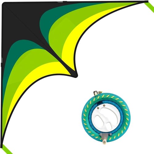 Mint's Colorful Life 60'' Delta Kite - Easy Flying with 7.1in Reel Winder | Perfect for Kids & Adults
