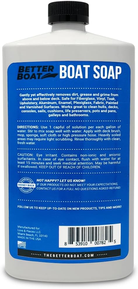 Premium Grade Boat Soap - Marine Concentrate Cleaner for Freshwater & Saltwater | Cleans Fiberglass Hulls