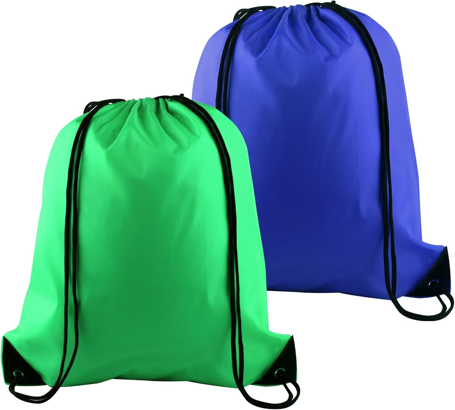 PLULON Drawstring Backpack Set - 2Pcs Cinch Sack for Gym, Yoga & Outdoor Activities - Green & Blue