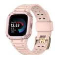 Feigand Compatible for Fitbit Versa 4/3/2/ Fitbit Versa Lite/Sense 2/Sense Bands with Case, Rugged Sports Protector PC Cover TPU Wristbands for Men Women, Green (Pink)