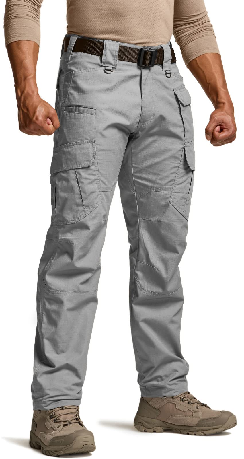 CQR Men's Tactical Pants, Water Resistant Ripstop Cargo Pants, Lightweight EDC Work Hiking Pants, Outdoor Apparel, Duratex Mag Pocket Stone, 44W x 30L