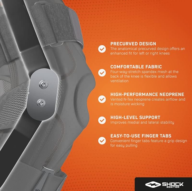 Shock Doctor XL Knee Brace Support with Side Stabilizers for Meniscus & Ligament Injuries